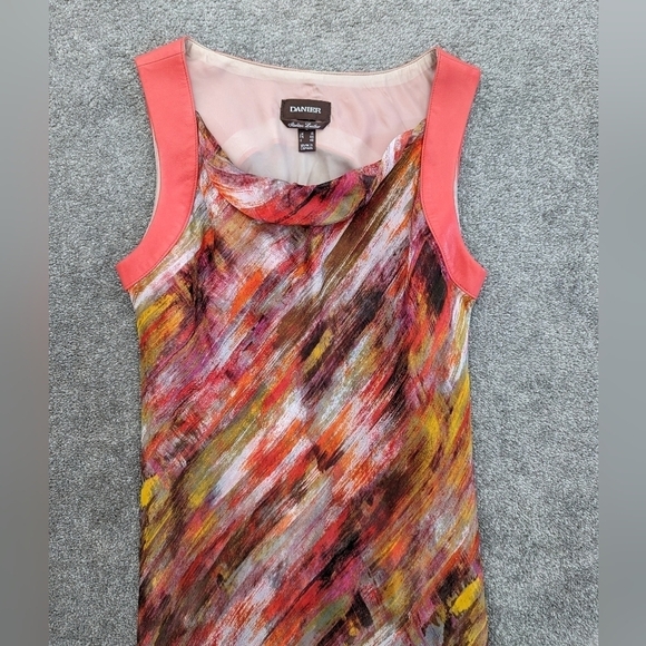 DANIER leather and silk multicolor maxi mermaid dress size 12 - Picture 1 of 12